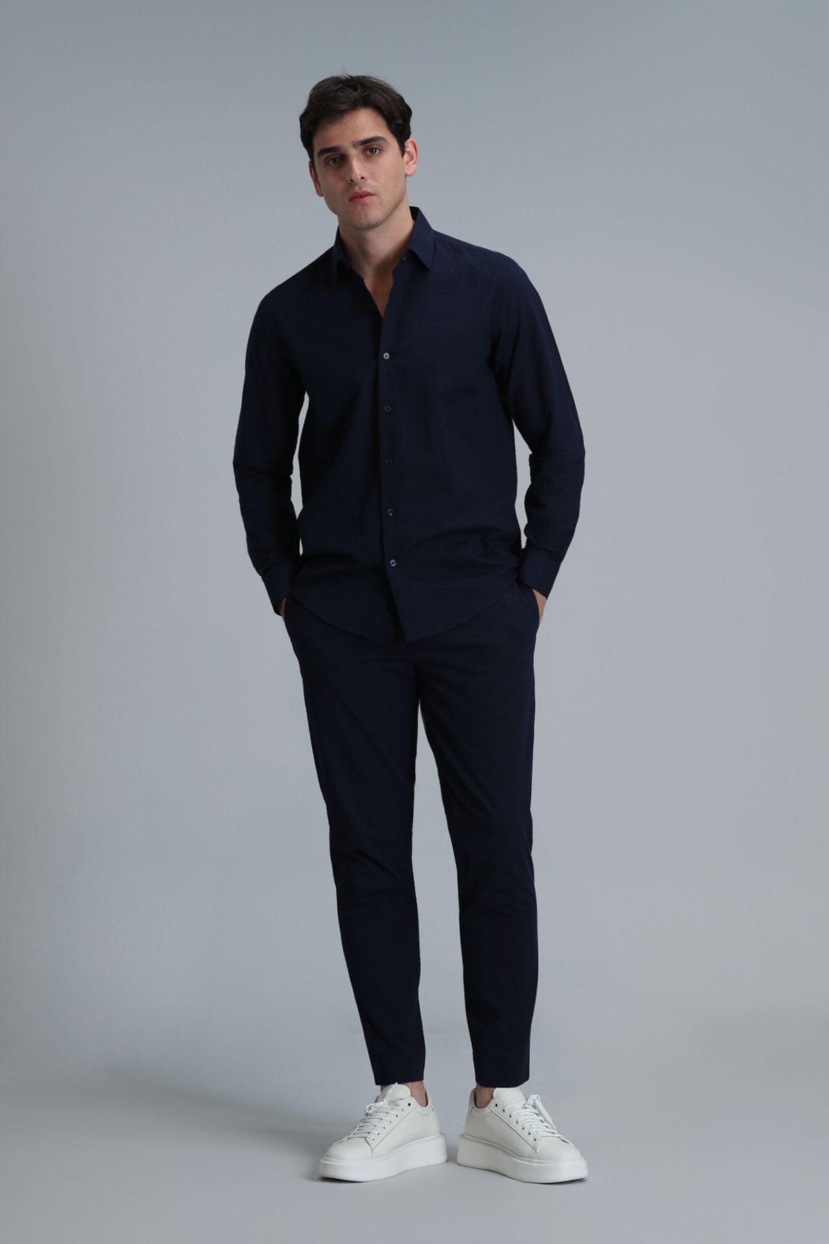 Lıne Erkek Basic Gömlek Comfort Fit Lacivert - Lufian (1)