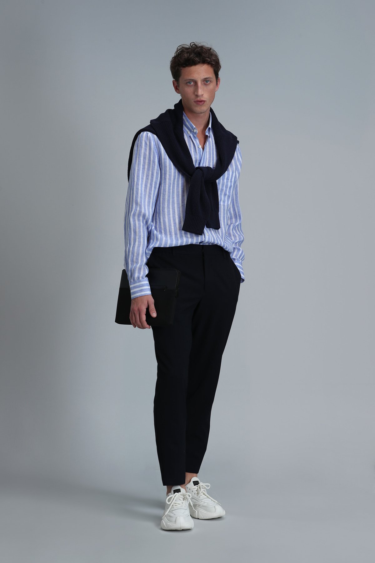 London Mens Linen Shirt Regular Fıt Blue - Lufian (1)