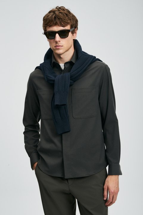 Lord Erkek Basic Gömlek Regular Fit Haki - Lufian (1)