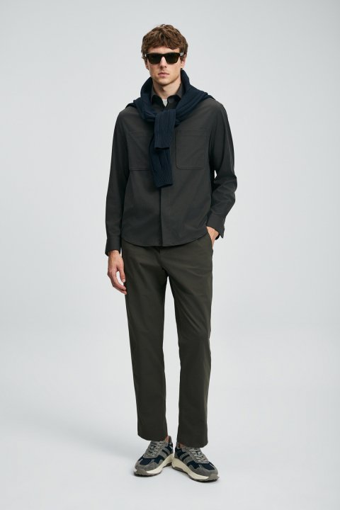 Lord Erkek Basic Gömlek Regular Fit Haki - Lufian