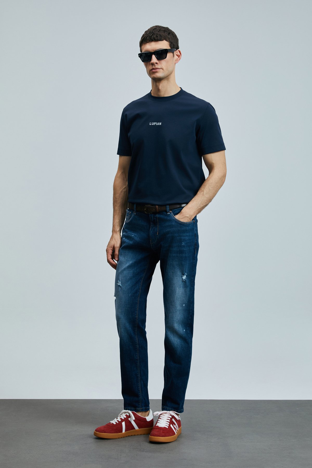 Lorenzo Smart Jean Erkek Pantolon Slim Fit Mavi - Lufian