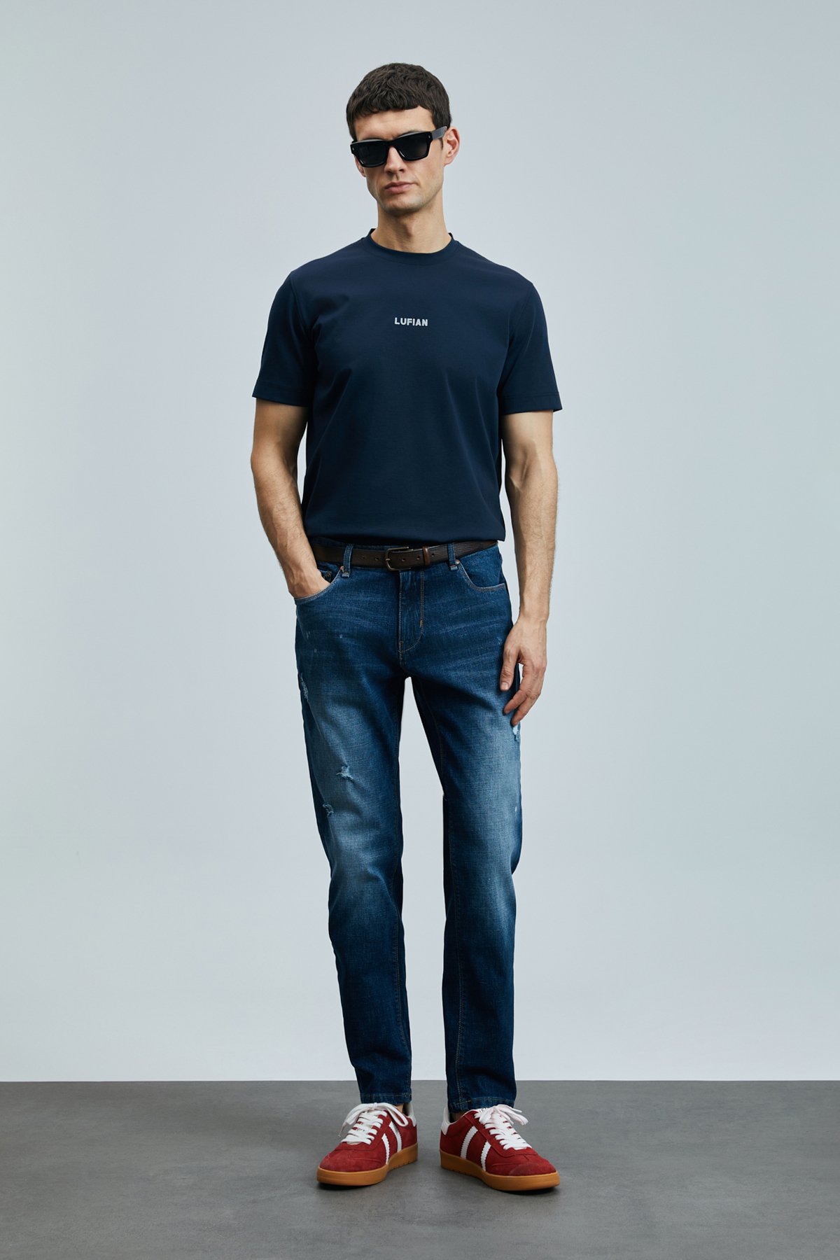 Lorenzo Smart Jean Erkek Pantolon Slim Fit Mavi - Lufian (1)