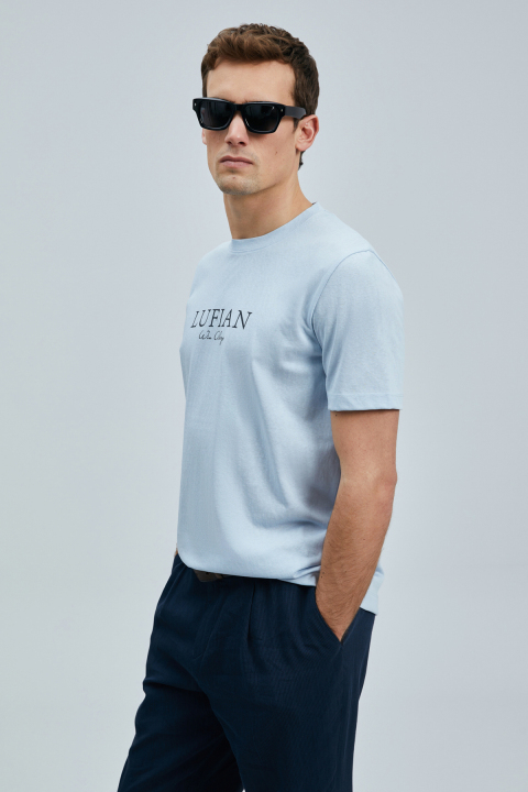 Love Modern Grafik T- Shirt Mavi - Lufian