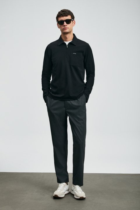 Smart Mens Polo T - Shirt Black - Lufian (1)