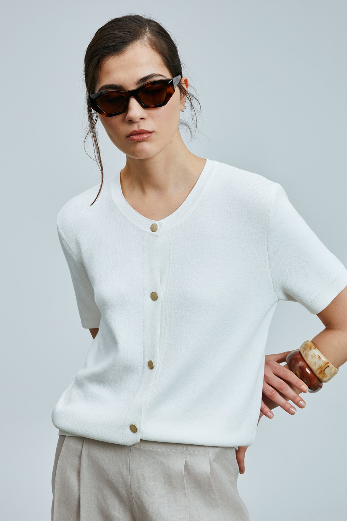 Lugano Kadın Rayon Hırka Ekru - Lufian