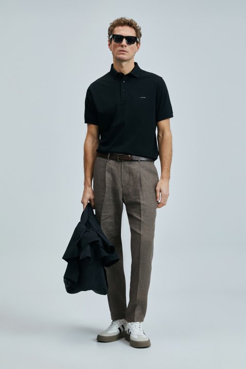 Luna Smart Men's Polo T-Shirt Black - Lufian