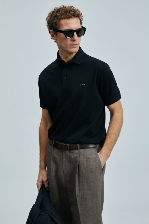 Luna Smart Men's Polo T-Shirt Black - Lufian (1)