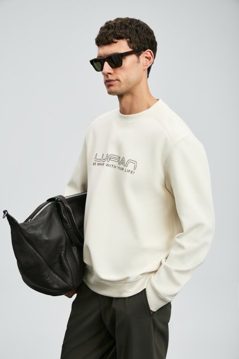 Luther Erkek Sweatshirt Ekru - LUFIAN