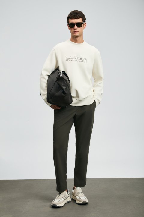 Luther Erkek Sweatshirt Ekru - LUFIAN
