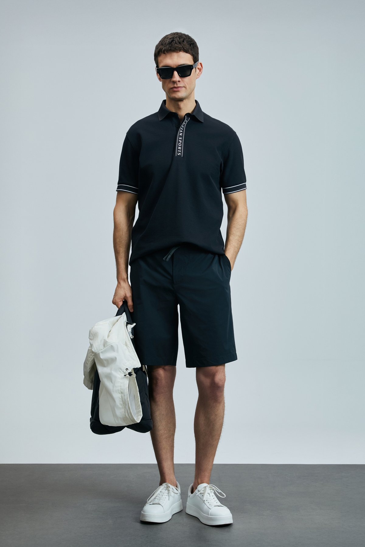 Luus Spor Erkek Chino Şort Slim Fit Siyah - Lufian