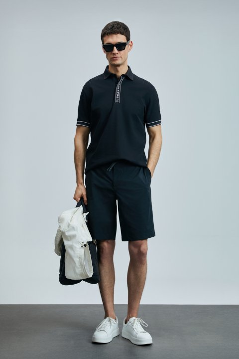 Luus Spor Erkek Chino Şort Slim Fit Siyah - Lufian