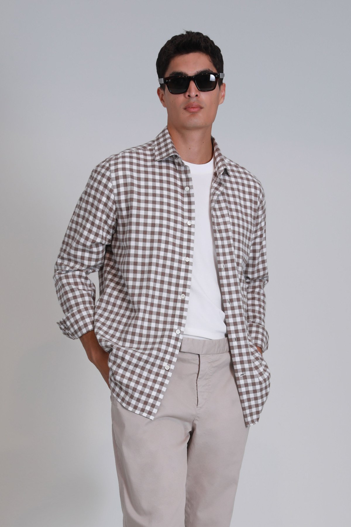 Madrid Erkek Basic Gömlek Slim Fit Deve Tüyü - Lufian