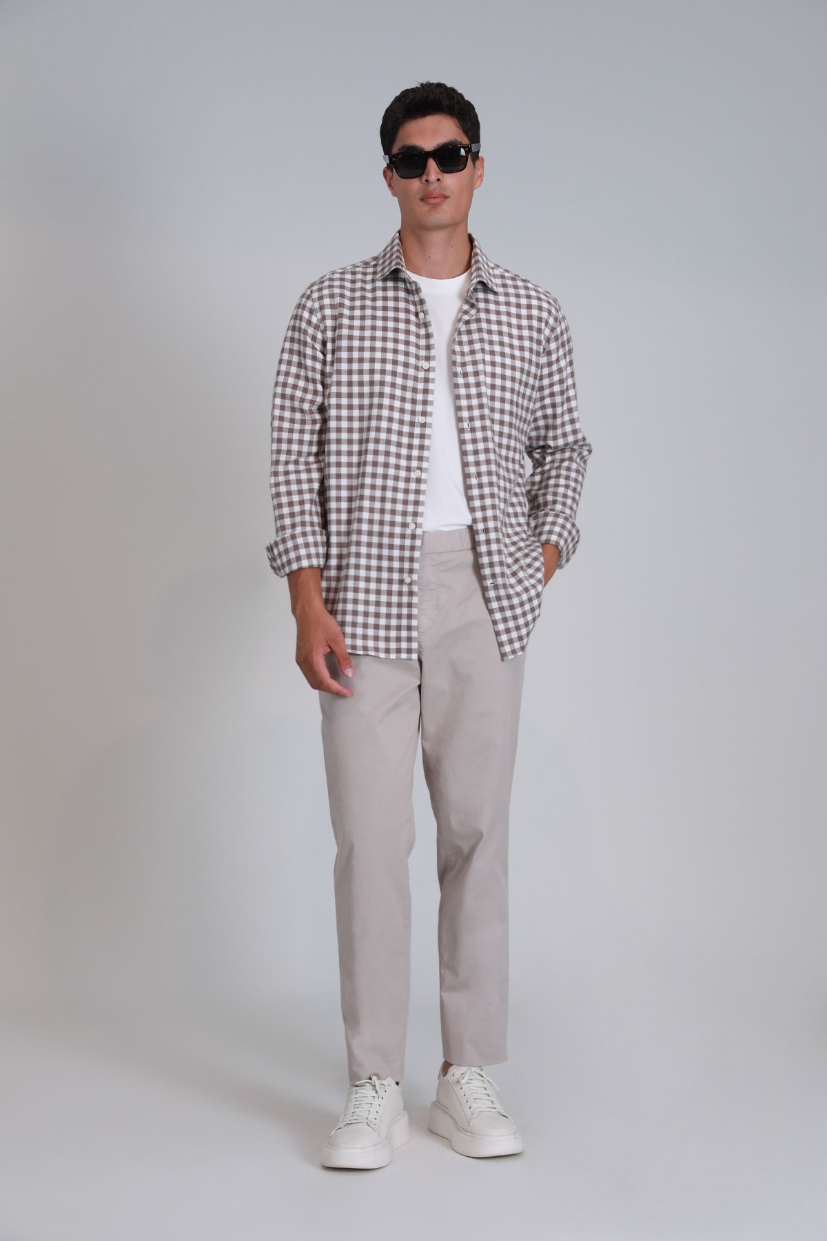 Madrid Erkek Basic Gömlek Slim Fit Deve Tüyü - Lufian (1)