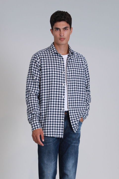 Madrid Erkek Basic Gömlek Slim Fit Lacivert - Lufian