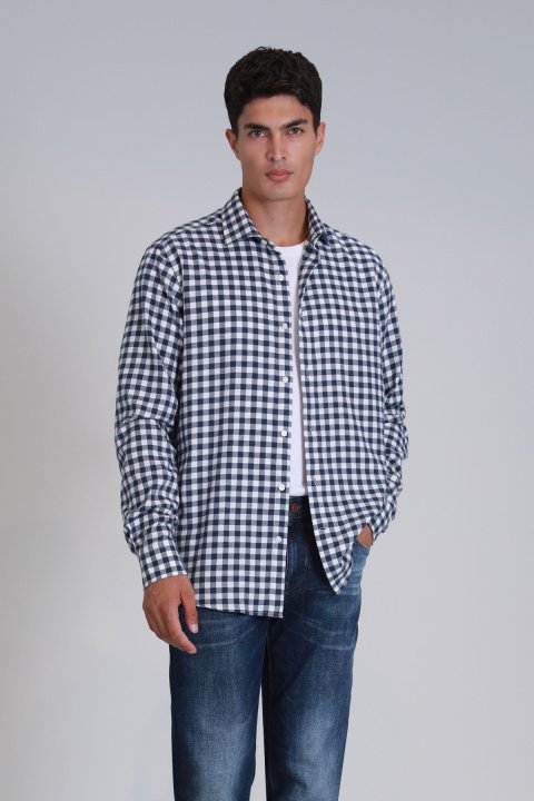 Madrid Erkek Basic Gömlek Slim Fit Lacivert - Lufian