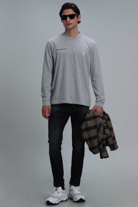 Magnus Erkek Uzun Kol Tişört Açık Gri - Lufian (1)