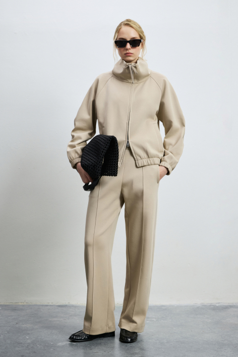 Knitted Woman Tracksuit Beıge - LUFIAN