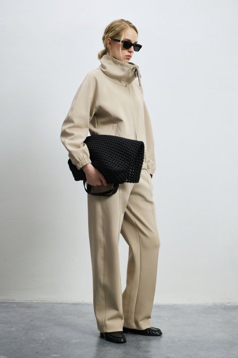 Knitted Woman Tracksuit Beıge - LUFIAN
