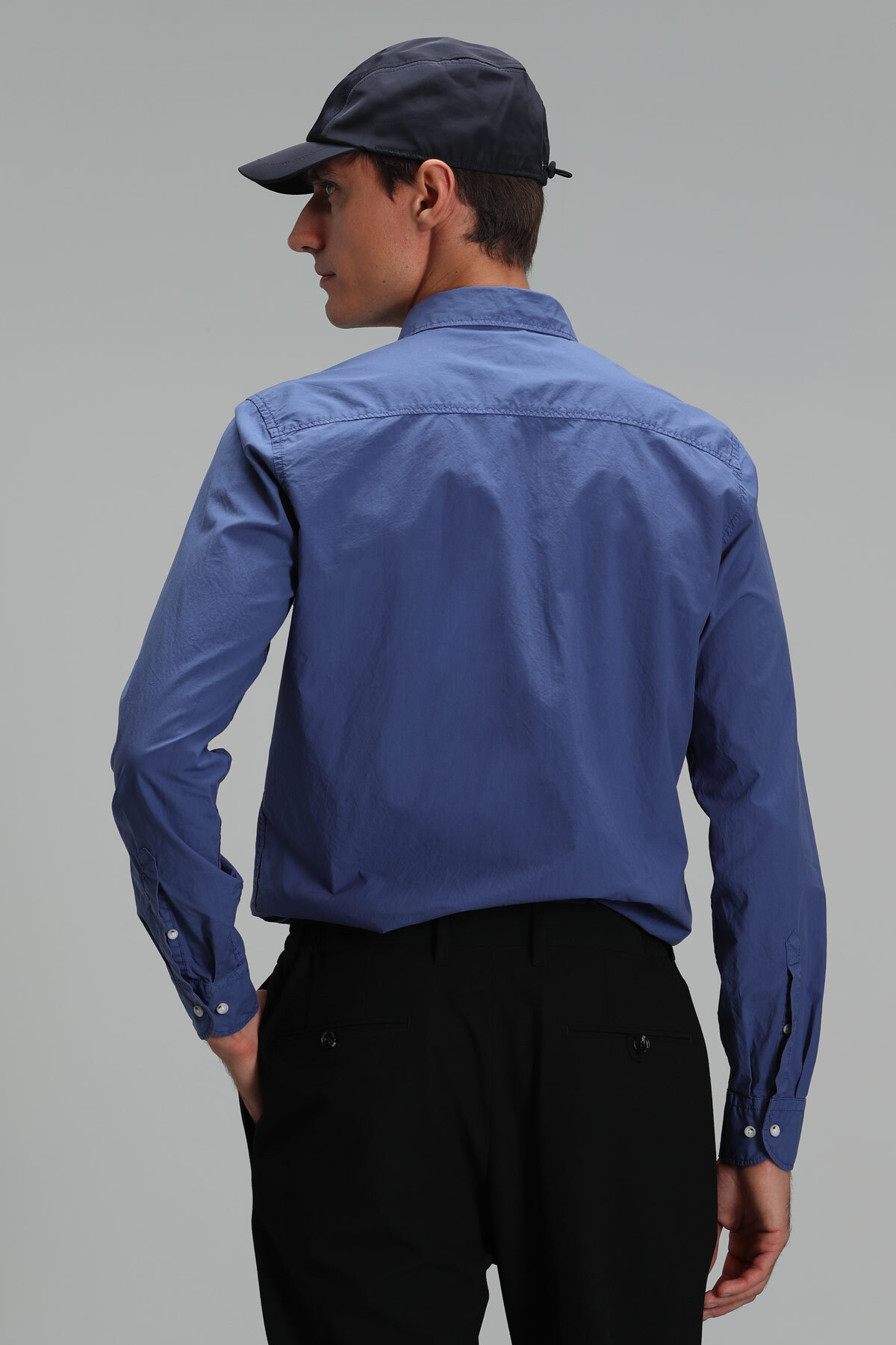 Makro Erkek Smart Gömlek Comfort Slim Fit Açık Lacivert