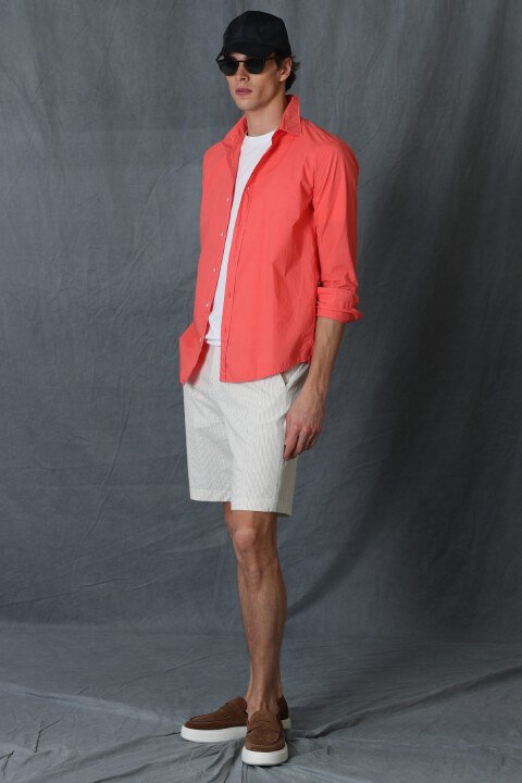 Makro Mens Smart Shirt Comfort Slım Fıt Coral - Lufian (1)