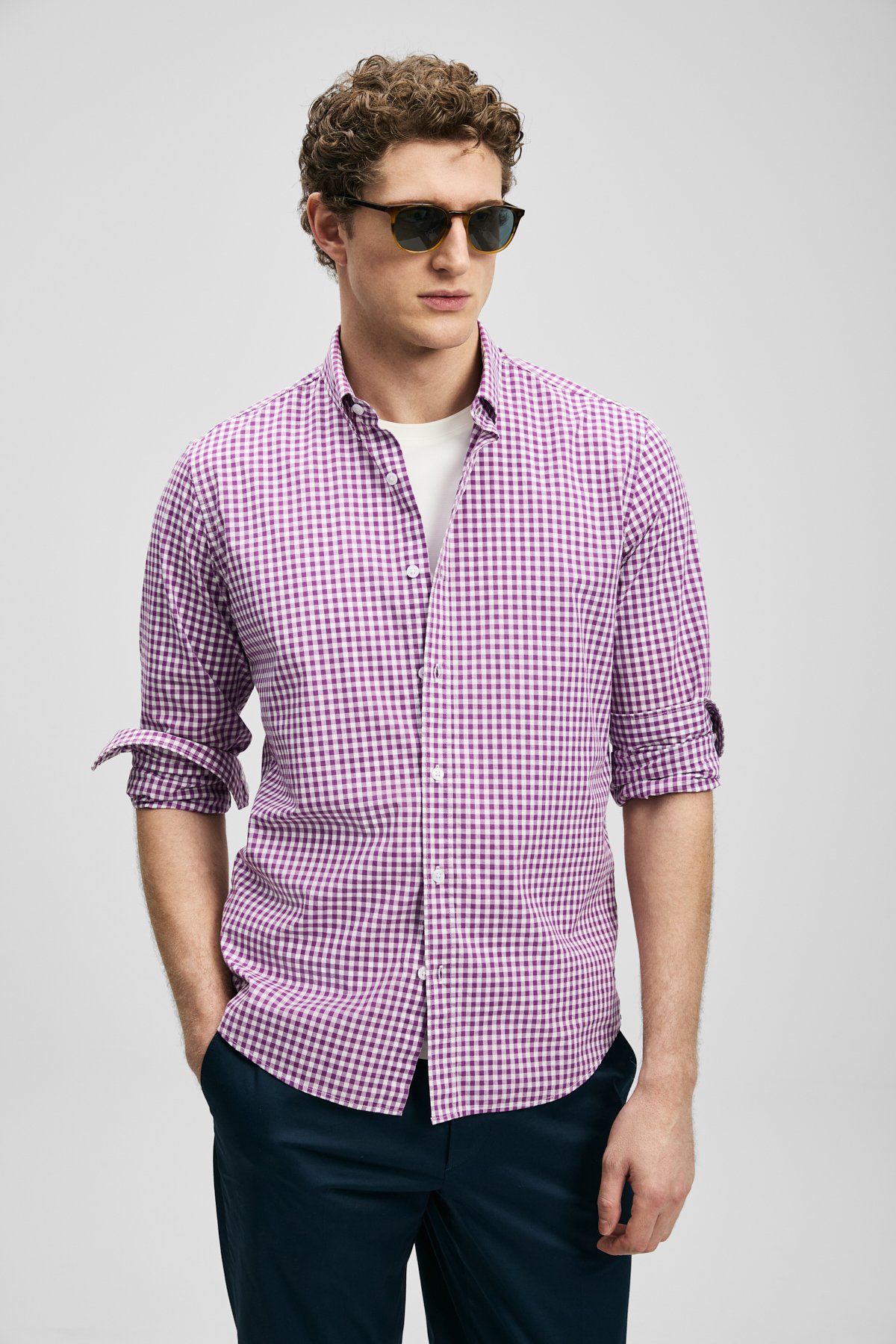 Marco Erkek Basic Gömlek Regular Fit Mor - Lufian