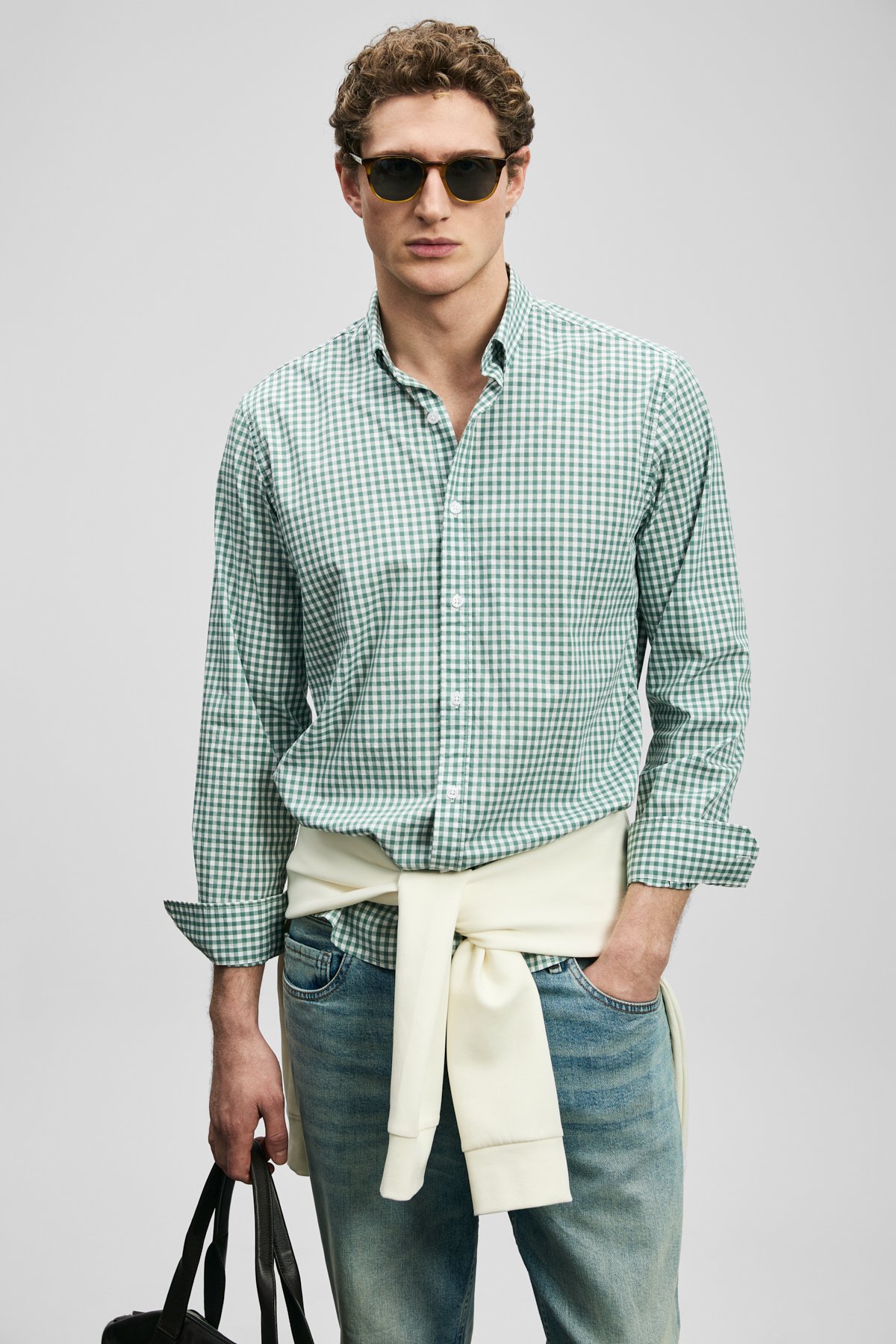 Men Basic Shirt Regular Fıt Green - Lufian