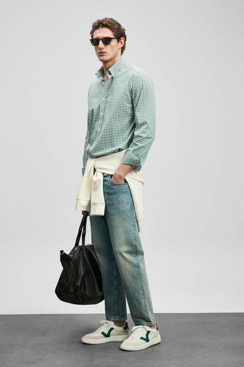 Men Basic Shirt Regular Fıt Green - Lufian (1)