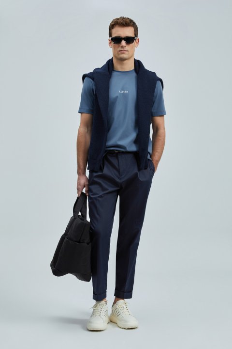 Marcus Modern Grafik T- Shirt Koyu Mavi - Lufian (1)