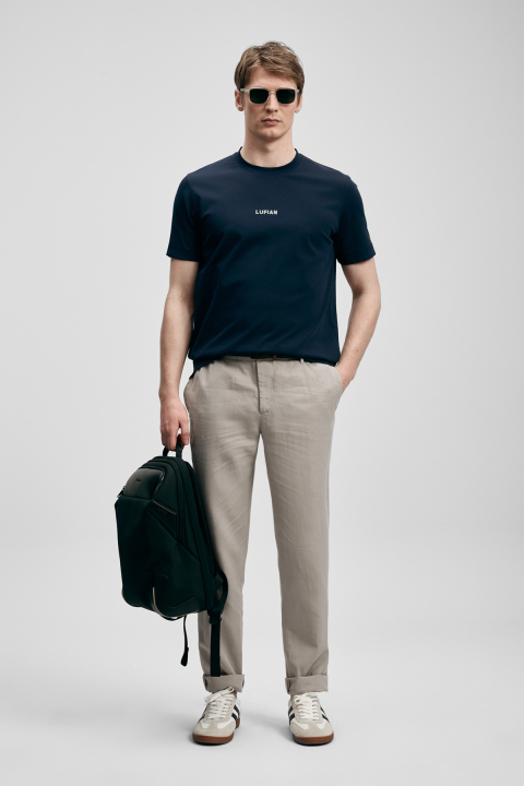 Marcus Modern Grafik T- Shirt Lacivert - Lufian