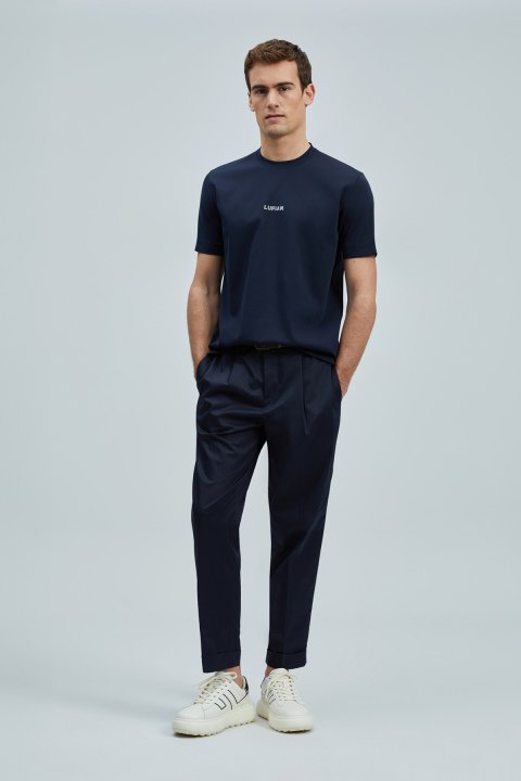 Marcus Modern Grafik T- Shirt Lacivert - Lufian