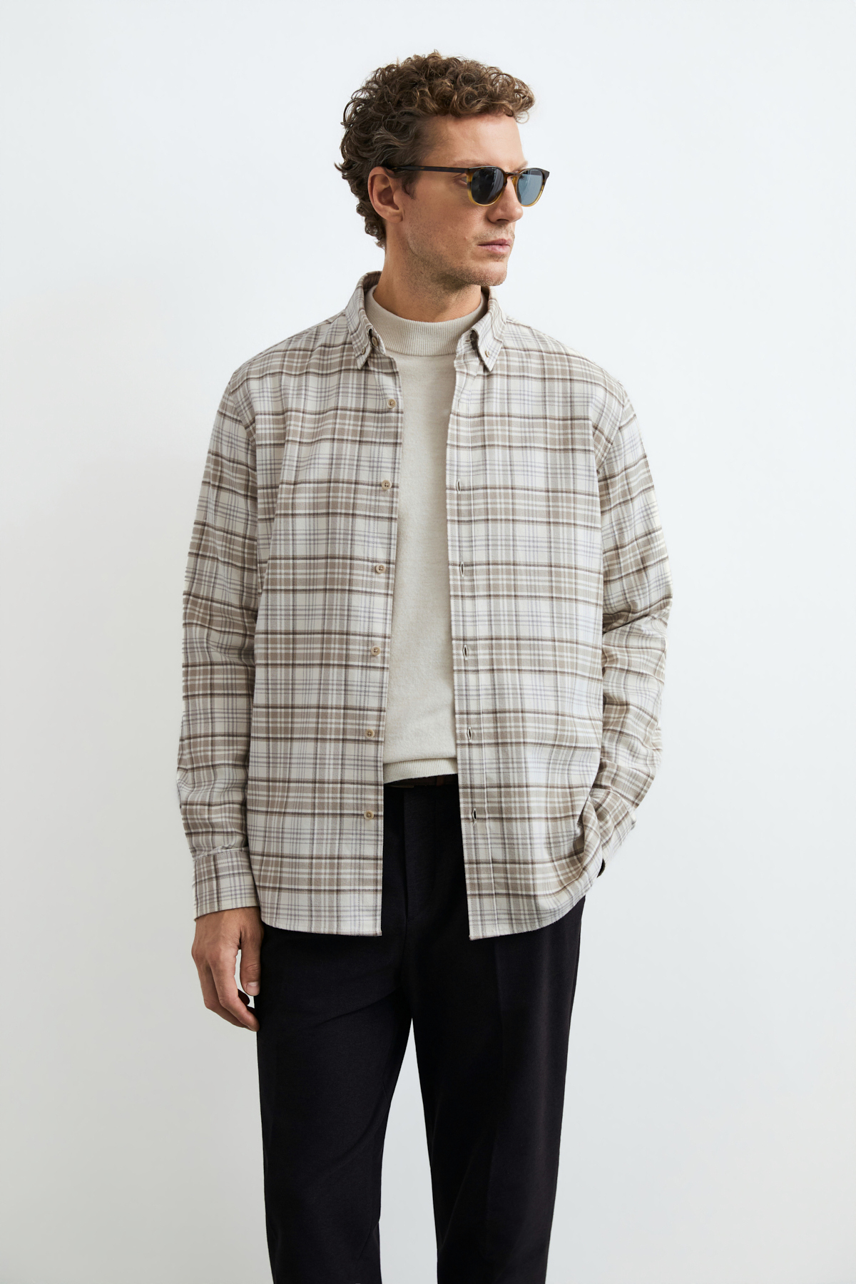 Danıel Men Basic Shirt Regular Fıt Ecru - LUFIAN