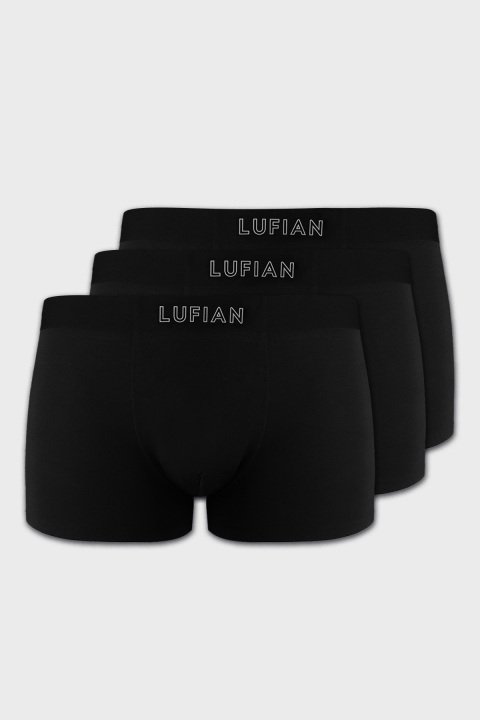 Mark 3 Pcs Men's Modal Seamless Boxer Black - LUFIAN