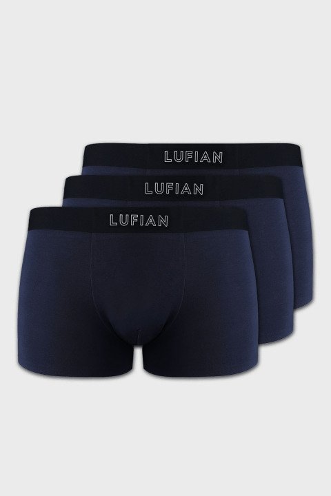 Mark 3 Pcs Men's Modal Seamless Boxer Navy Blue - LUFIAN