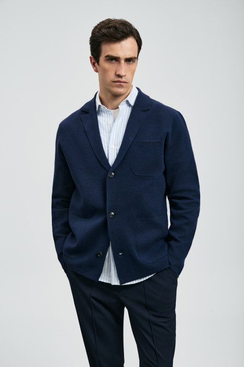 Mars Men's Cardigan Navy Blue - Lufian