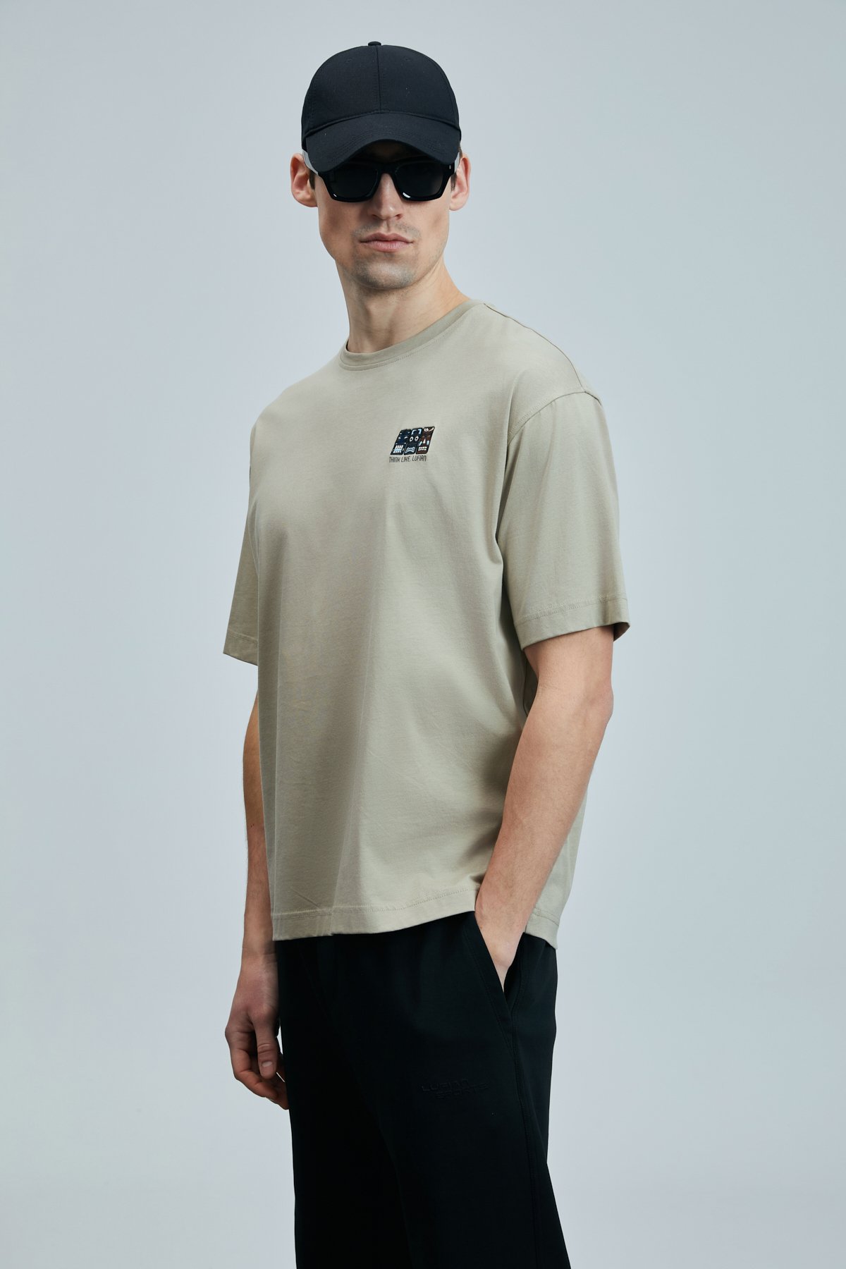 Mask Modern Grafik T- Shirt Bej - Lufian (1)