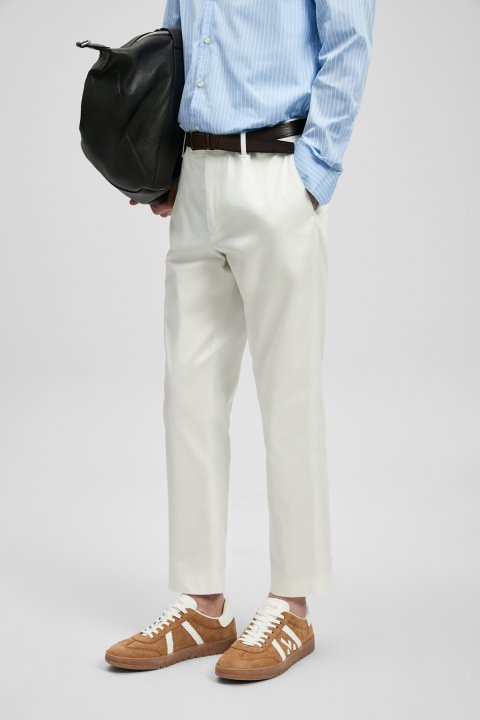 Mathias Smart Erkek Chino Pantolon Slim Fit Beyaz - LUFIAN
