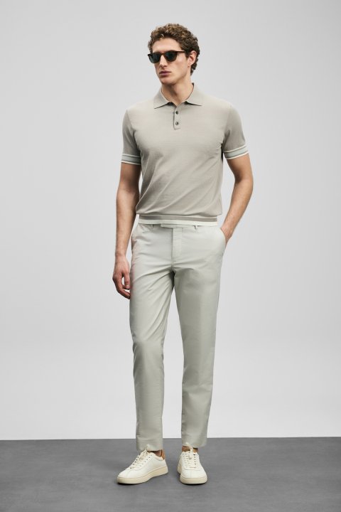 Smart Mens Chino Pants Slım Fıt Stone - LUFIAN