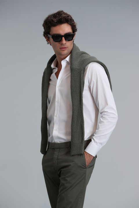 Mega Erkek Basic Gömlek Comfort Fit Beyaz - Lufian