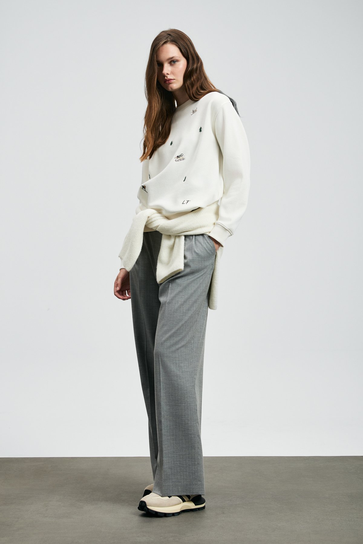 Merry Kadın Örme Sweatshırt Kırık Beyaz - Lufian