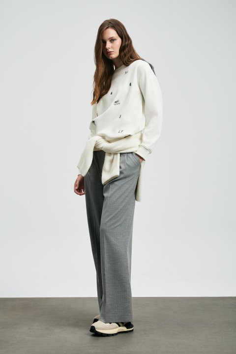 Merry Kadın Örme Sweatshırt Kırık Beyaz - Lufian