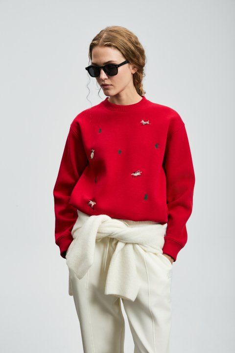 Merry Kadın Örme Sweatshırt Kırmızı - Lufian