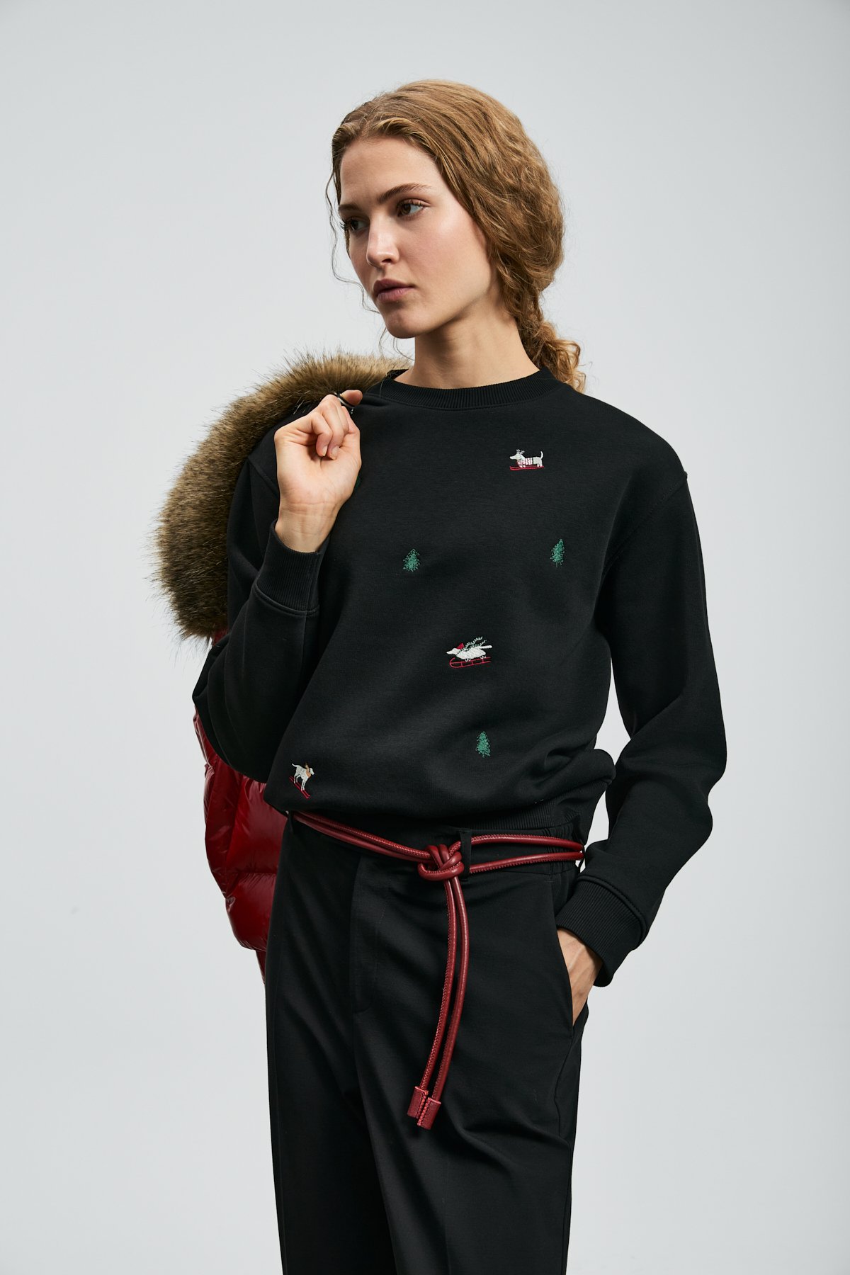 Woman Knitting Sweatsh Black - Lufian