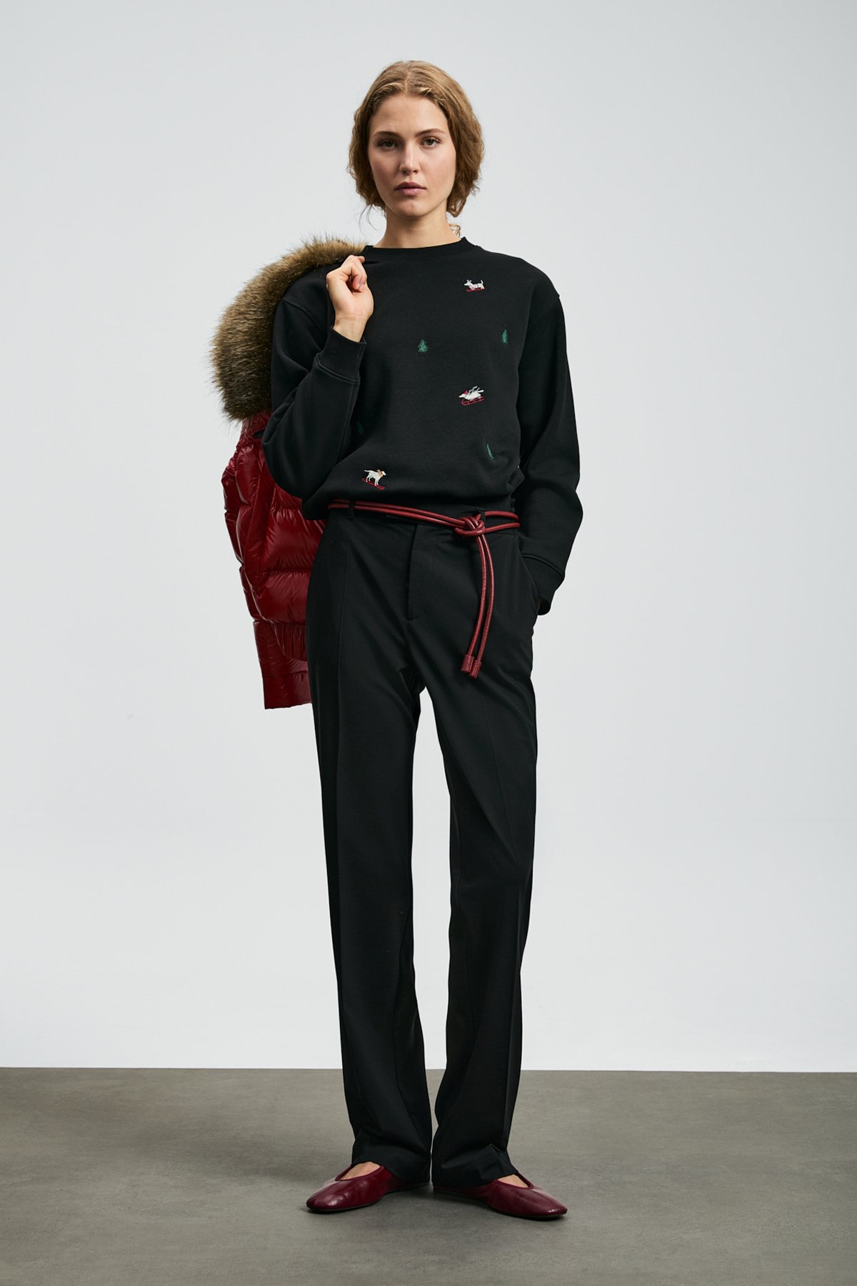 Merry Kadın Örme Sweatshırt Siyah - Lufian (1)