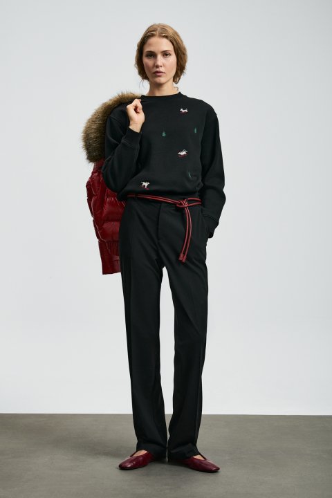 Merry Kadın Örme Sweatshırt Siyah - Lufian (1)