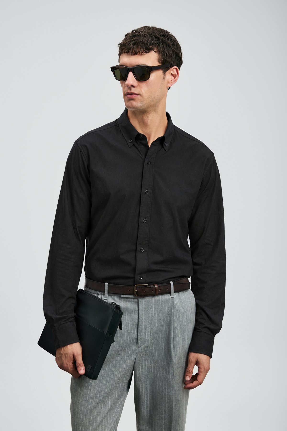 Danıel Men Basic Shirt Regular Fıt Black - LUFIAN