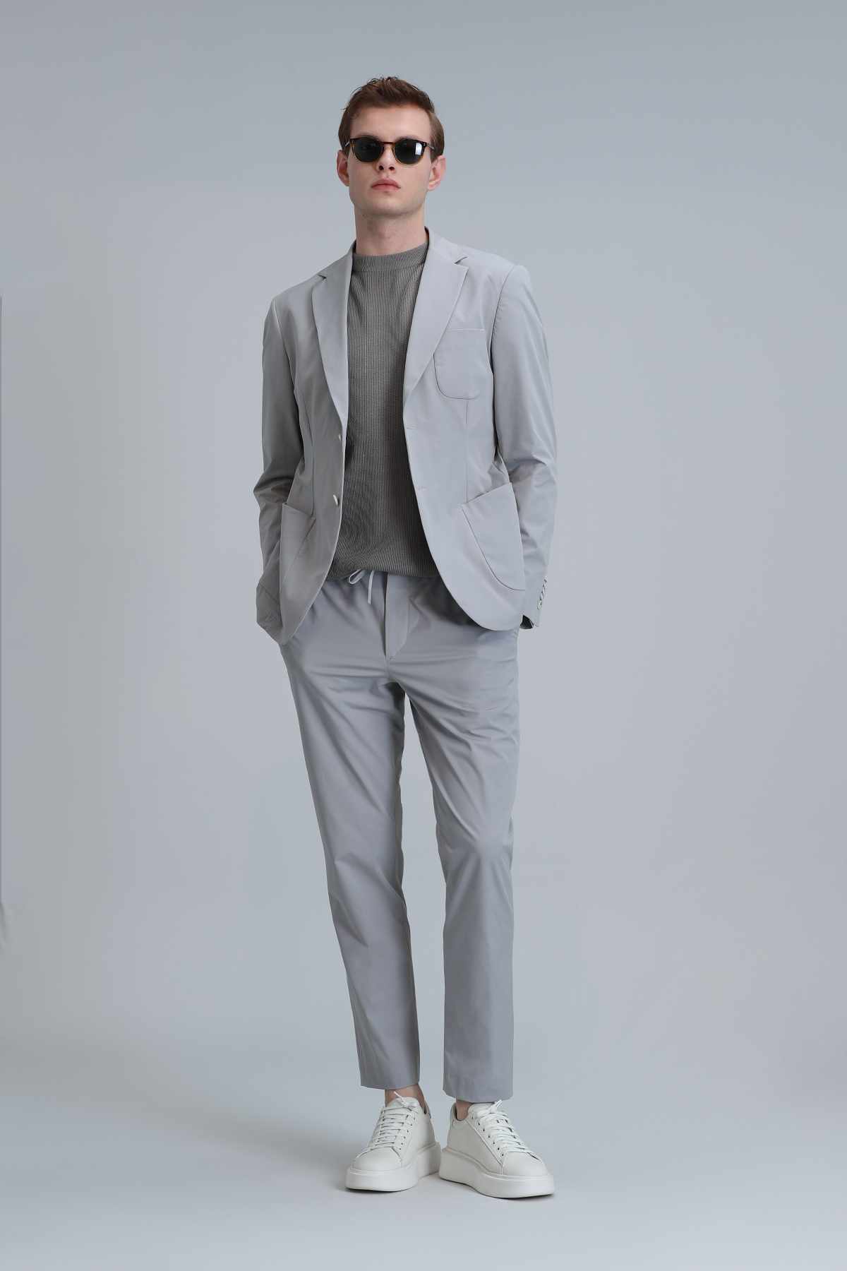 Mex Spor Erkek Blazer Ceket Slim Fit Açık Gri - Lufian (1)