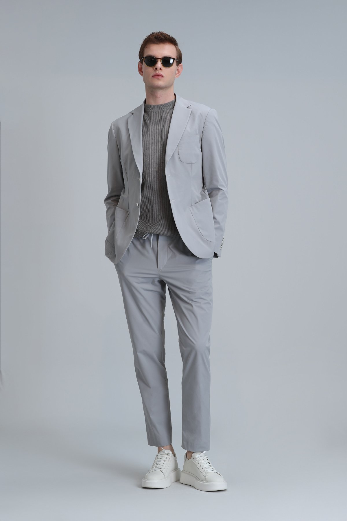 Mex Spor Erkek Blazer Ceket Slim Fit Açık Gri - Lufian (1)