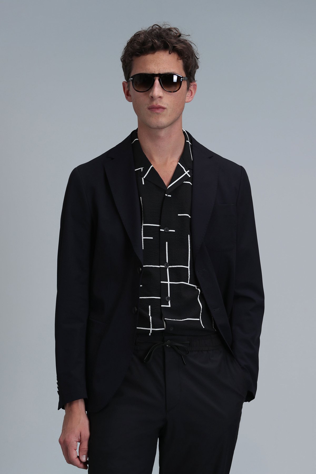 Mex Spor Erkek Blazer Ceket Slim Fit Siyah - Lufian