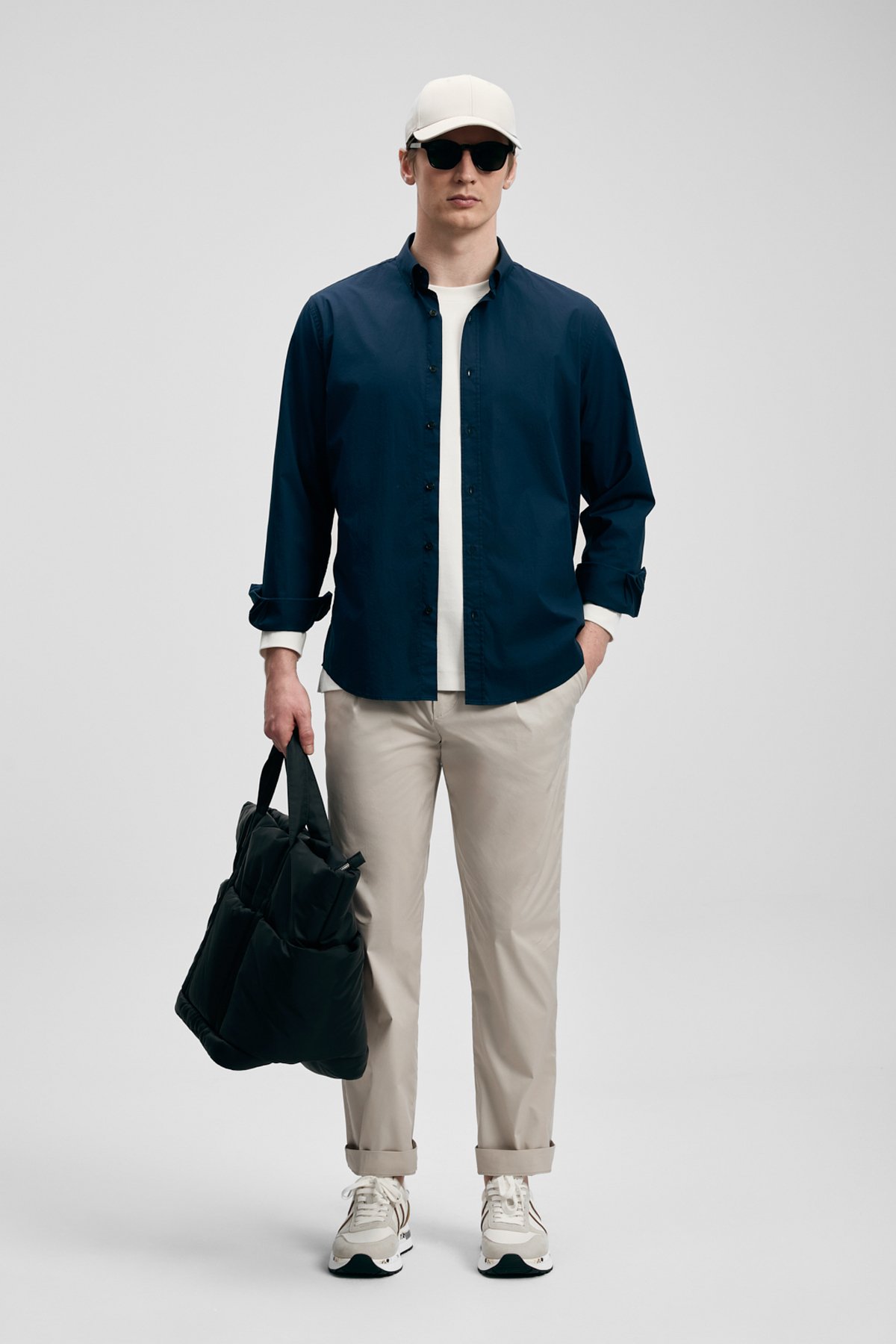 Men Basic Shirt Regular Fıt Navy - LUFIAN