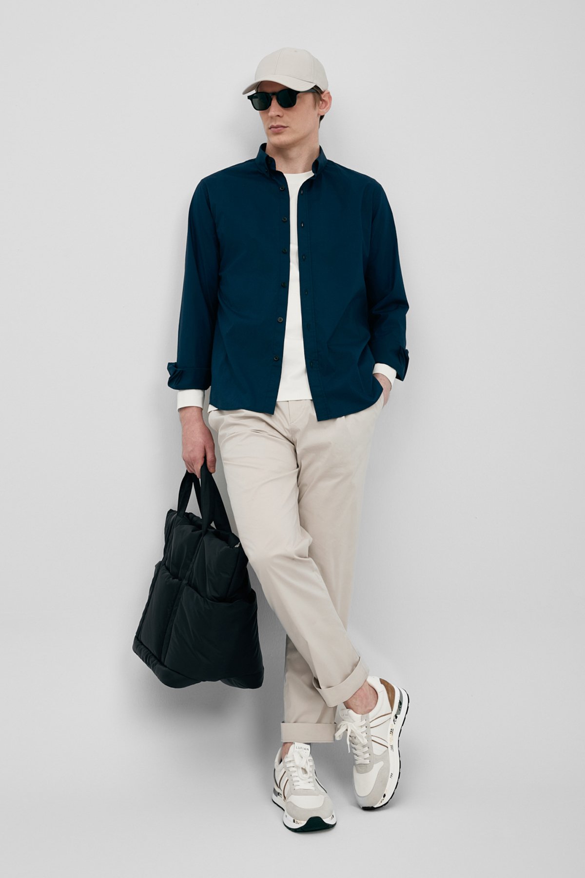 Men Basic Shirt Regular Fıt Navy - LUFIAN
